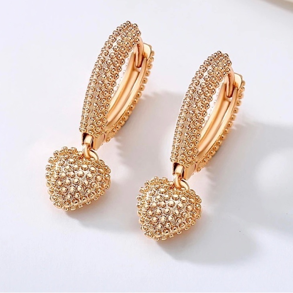 Rose Gold Plated Heart Drop Earrings